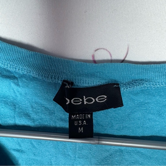 Bebe top bling blue Swarovski crystal diamonds turquoise y2k baby tee tank 2000s - Picture 5 of 9